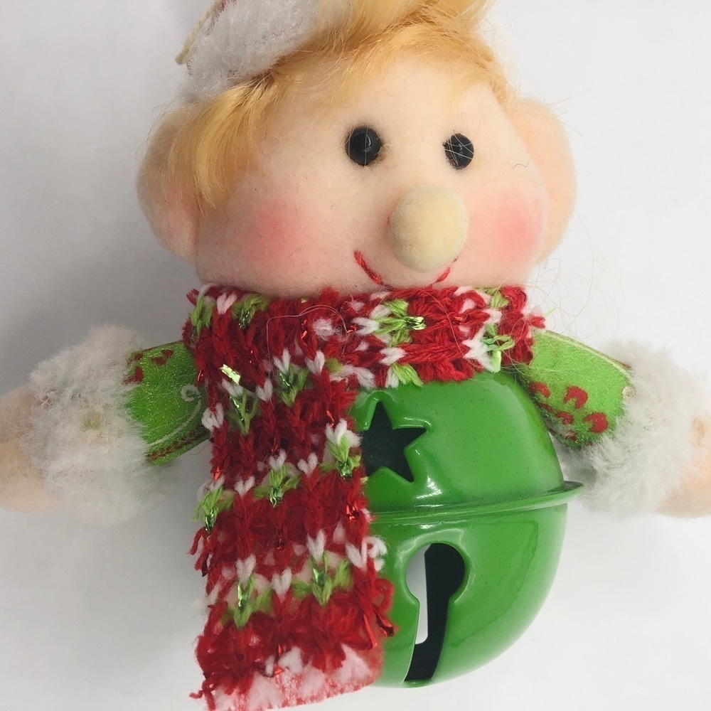 PLUSH Elf Bell Body Christmas Tree Ornament Santa Hat Holiday Decor Red Green 7” - Picture 3 of 9